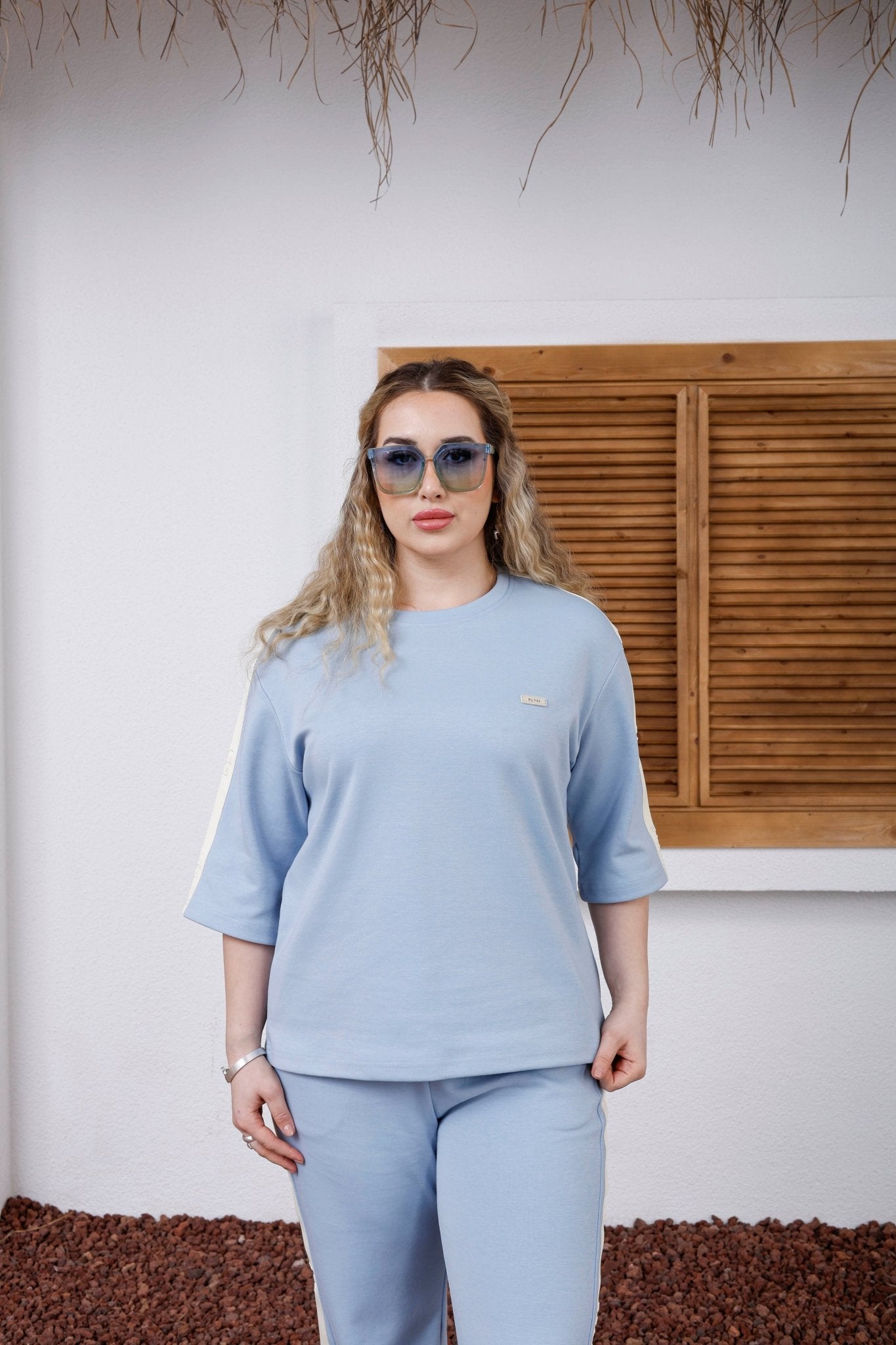 Wholesale Women's Elegant Striped Cotton Lounge Set - Elitline - Elitlineglobal