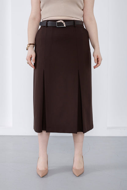 Wholesale Women's High Waist Viscose Midi Skirt with Belt - Elitline - Elitlineglobal
