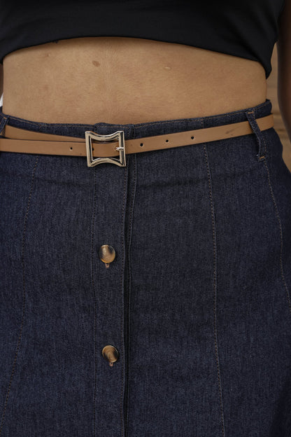 Wholesale Women's A - Line Button - Front Midi Skirt with Belt - Elitline - Elitlineglobal