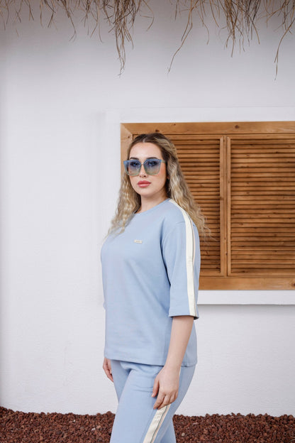 Wholesale Women's Elegant Striped Cotton Lounge Set - Elitline - Elitlineglobal