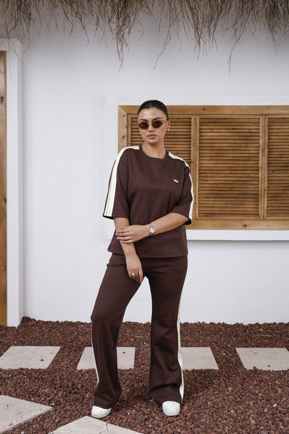 Wholesale Women's Elegant Striped Cotton Lounge Set - Elitline - Elitlineglobal