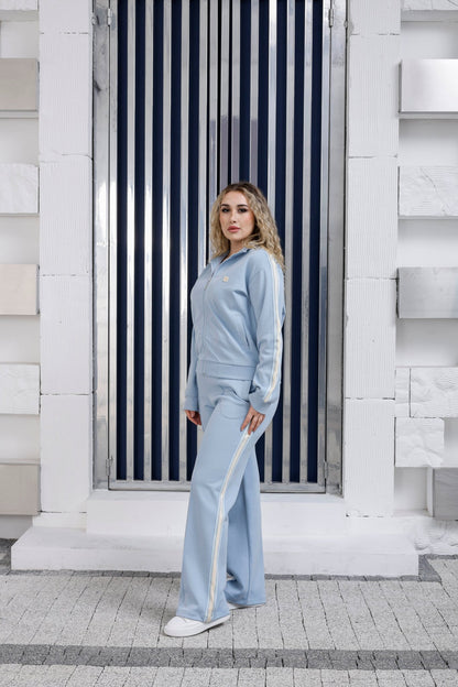 Wholesale Women's Luxury Cotton Tracksuit Set Rhinestone Striped - Elitline - Elitlineglobal