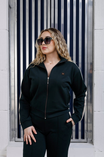 Wholesale Women's Luxury Cotton Tracksuit Set Rhinestone Striped - Elitline - Elitlineglobal