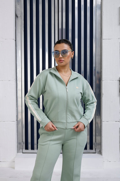 Wholesale Women's Luxury Cotton Tracksuit Set Rhinestone Striped - Elitline - Elitlineglobal